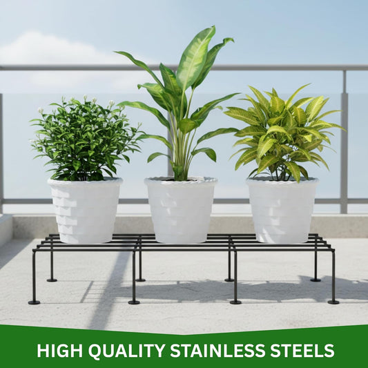 24-Inch Heavy Duty Metal Plant Stand – Black Rust-Resistant Pot Stand for Indoor & Outdoor Use, Garden, Balcony, Patio & Living Room Plant Décor