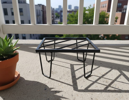 Heavy Metal Flower Pot/Plant Stand for Home Garden Balcony Living Room Decor Square Shape | Hold Capacity 70-80kg | (Black-Set of 4)