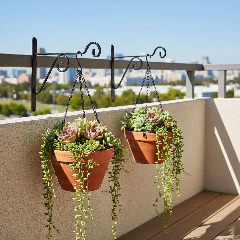 Metal Black Color Wall Brackets - Metal Hanging Hooks, Holder for Indoor Outdoor Planters Flower Pot (Set of 4)