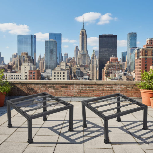 Square Metal Plant Stand for Balcony, Indoor & Outdoor | Rust-Resistant Sturdy Planter Holder for Home, Patio & Garden Décor |Flower Pot Stand Set of 2