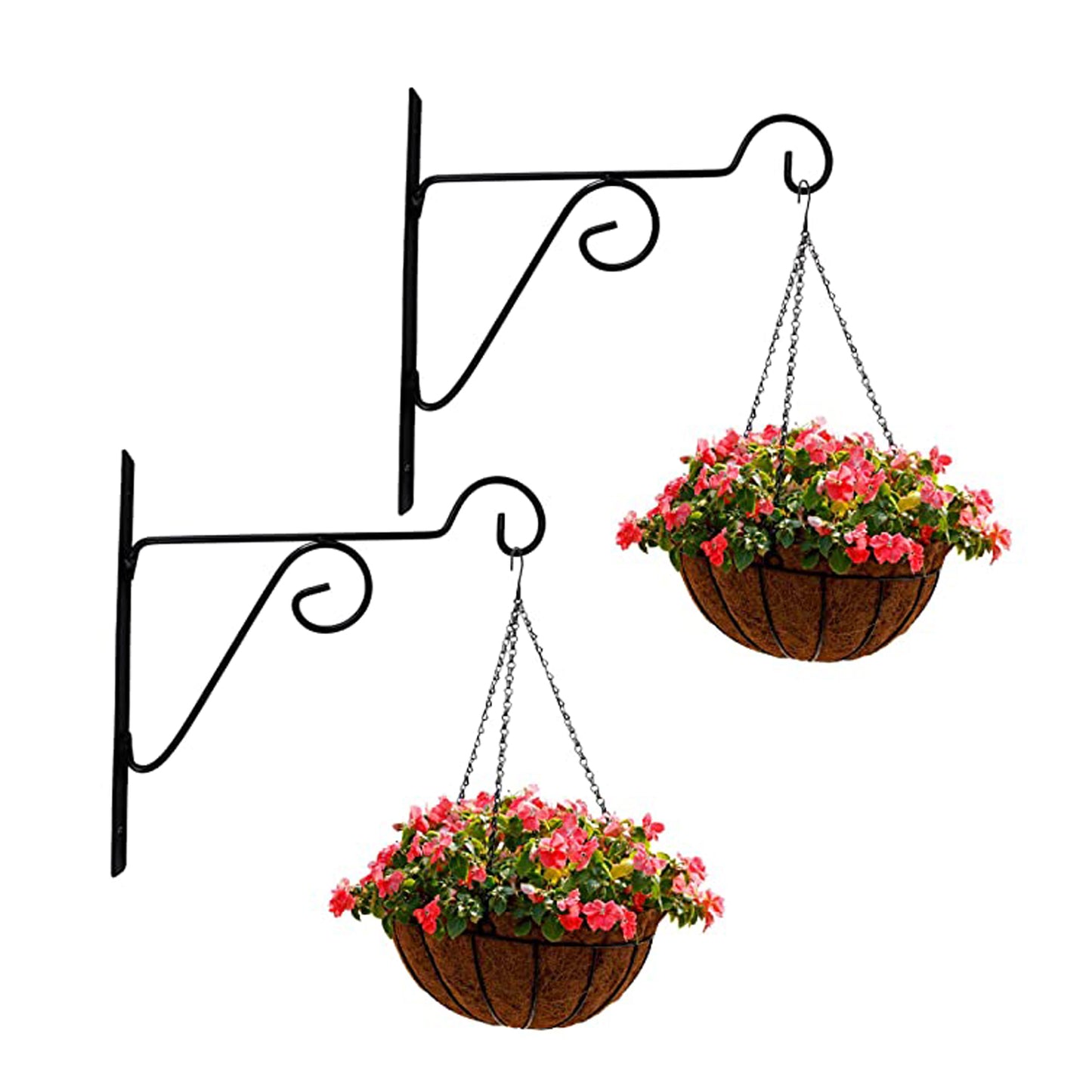 Metal Black Color Wall Brackets - Metal Hanging Hooks, Holder for Indoor Outdoor Planters Flower Pot (Set of 2)
