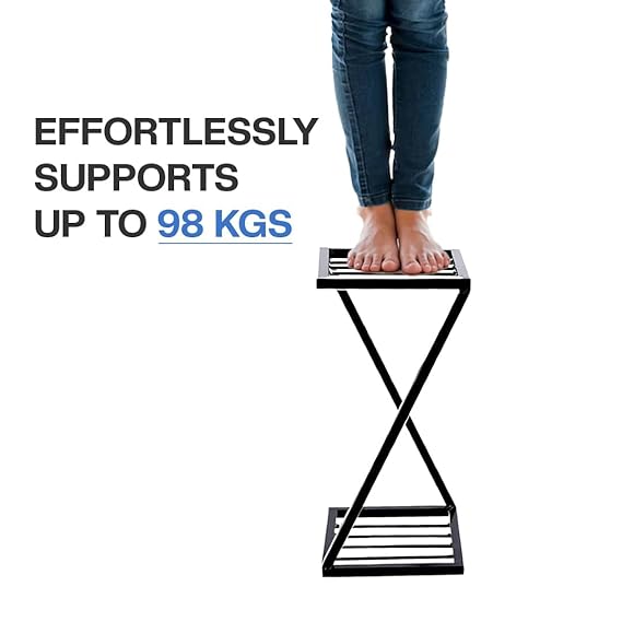 Metal Z Shape X Shape Planters Stand Perfect For Indoor and Outdoor Black, Strong Legs, Corner Plant Stand For Balcony Decoration (40 cm)