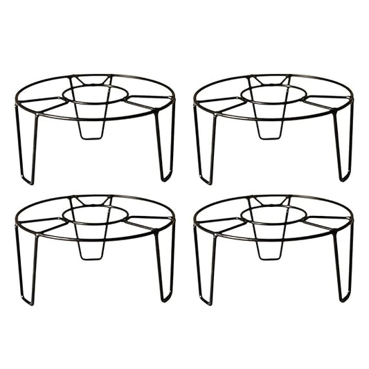 8-Inch Heavy Duty Metal Plant Stand – Rust-Proof Round Iron Pot Holder with Rubber Grip, 50kg Load – Indoor & Outdoor Garden & Balcony Plant Riser (Black, Pack of 4) | 8x8x4.5 inches