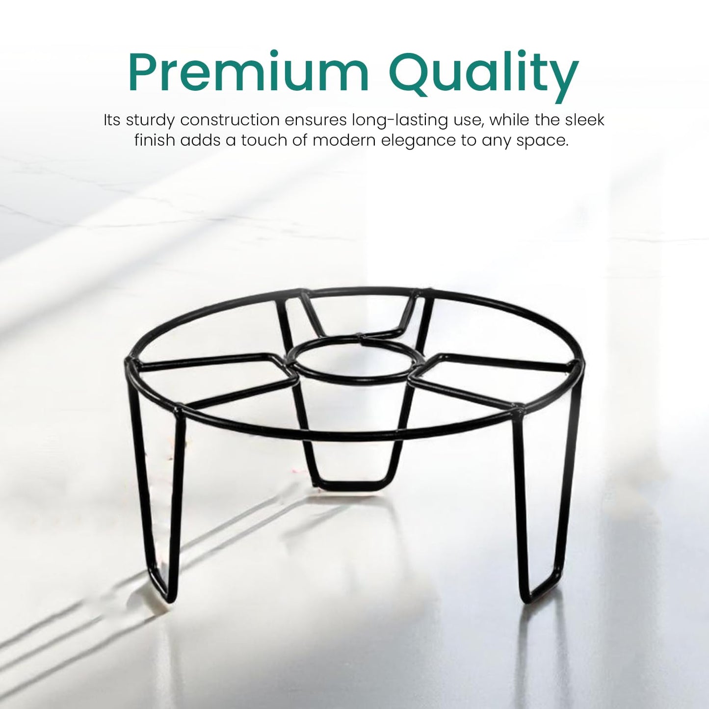 8-Inch Heavy Duty Metal Plant Stand – Rust-Proof Round Iron Pot Holder with Rubber Grip, 50kg Load Capacity – Indoor & Outdoor Garden & Balcony Plant Riser (Black, Pack of 2) | 8x8x4.5 Inches