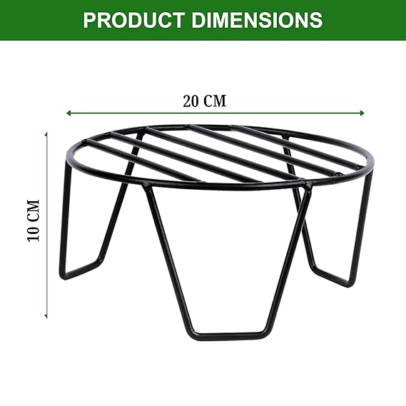 Round Plant Stand Galvanized Metal Flower Pot Holder for Indoor & Outdoor Use | Heavy Duty Gamla Support Corner Rack | Home, Garden & Balcony Display Shelf | Black | Pack of 15