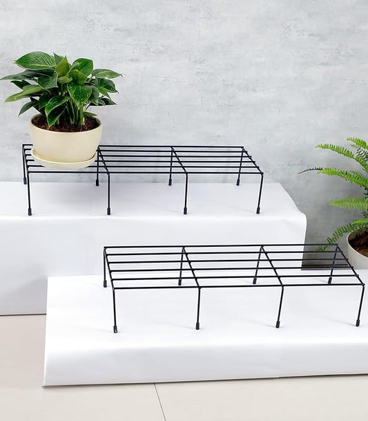24 Inch Anti Rust Metal Plant Stand – Sturdy Planter Stand for Balcony, Living Room, Garden, Patio, Outdoor & Indoor Plants, Durable Pot Holder for Home & Office (Black, Pack of 2)