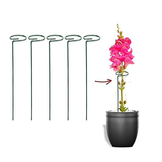 16 Inch Metal Plant Trellis | Long & Strong Plant Support for Climbing Plants | Durable Metal Vine Stake for Pots & Gardens | Black Finish [16 x 5 Inches]