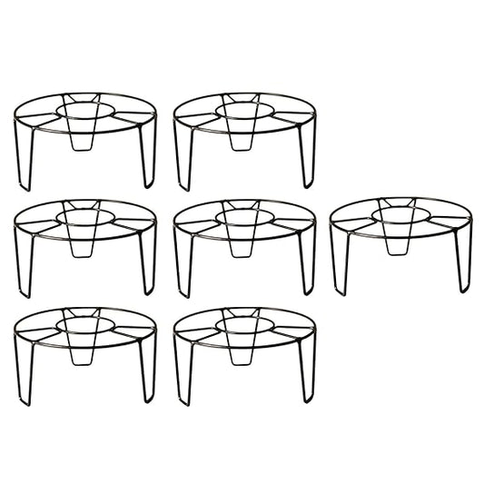 8inch Heavy Duty Anti Rust Round Metal Plant Stand / Pot Stand with Bottom Rubber for Home Balcony Indoor Outdoon Garden | Capacity upto 50kg | 8(L) x8(W) x4.5(H) inch (Black (Pack of 4))