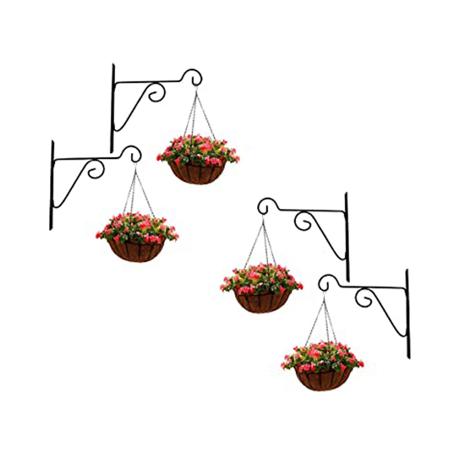 Metal Black Color Wall Brackets - Metal Hanging Hooks, Holder for Indoor Outdoor Planters Flower Pot (Set of 4)