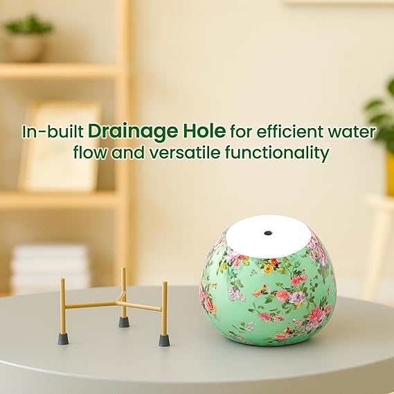 Decorative Pot with Stand for Indoor Rust Free Metal Plant pots for Home/Living/Balcony/Room/Office.rustproof Waterproof Set of 1 Multicolour