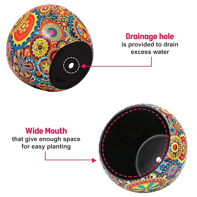 Decorative Pot with Stand for Indoor Rust Free Metal Plant pots for Home/Living/Balcony/Room/Office.rustproof Waterproof Set of 1 Multicolour
