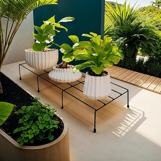 24 Inch Anti Rust Metal Plant Stand – Sturdy Planter Stand for Balcony, Living Room, Garden, Patio, Outdoor & Indoor Plants, Durable Pot Holder for Home & Office (Black, Pack of 2)