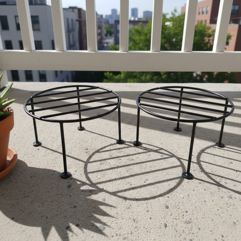 Heavy Duty Metal Plant Stand for Pots – Square Iron Flower Pot Holder for Indoor & Outdoor Decor – Strong Up to 80kg Load – Black Finish (Set of 2)