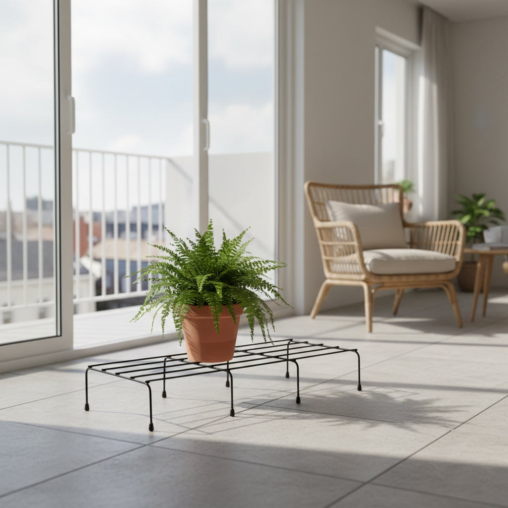 24 Inch Anti Rust Metal Plant Stand – Sturdy Planter Stand for Balcony, Living Room, Garden, Patio, Outdoor & Indoor Plants, Durable Pot Holder for Home & Office (Black, Pack of 2)