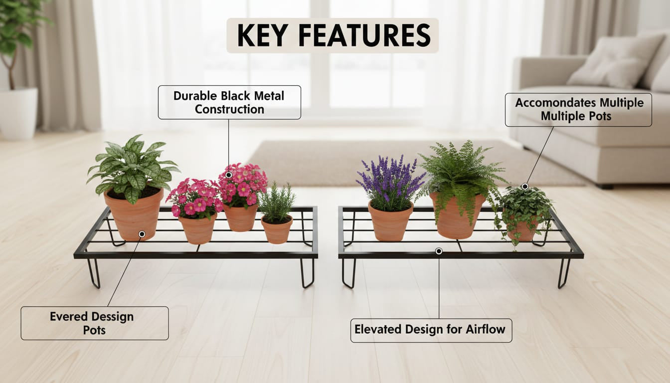 24-Inch Heavy Duty Metal Flower Pot Stand – Elegant Plant Holder for Home, Garden, Balcony, Living Room Decor