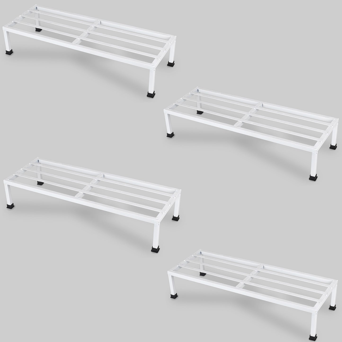 24-Inch Heavy Duty Metal Plant Stand (Pack of 4, White) | Sturdy Anti-Rust Iron Flower Pot Holder | Indoor Outdoor Rectangular Stand | 120kg Load Capacity | Balcony & Garden Use