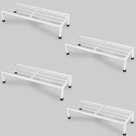 24-Inch Heavy Duty Metal Plant Stand (Pack of 4, White) | Sturdy Anti-Rust Iron Flower Pot Holder | Indoor Outdoor Rectangular Stand | 120kg Load Capacity | Balcony & Garden Use