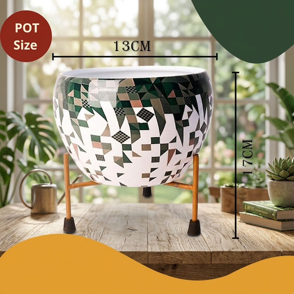 Decorative Pot with Stand for Indoor Rust Free Metal Plant pots for Home/Living/Balcony/Room/Office.rustproof Waterproof Set of 1 Multicolour