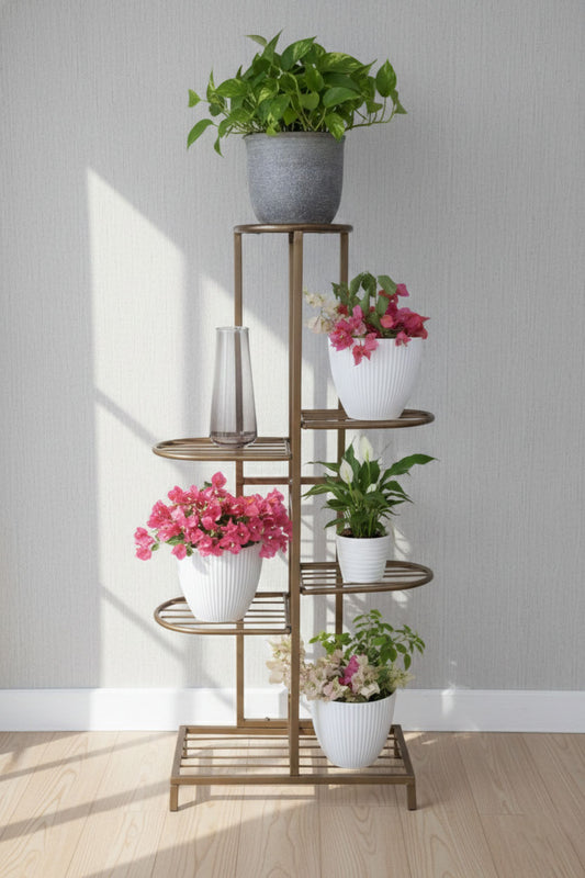 7 Tier Metal Potted Flower Pot Stand (Gold) |Multi-level Plant Stand For Garden Balcony Outdoor Indoor Living Room | Pot Stand (without pots)