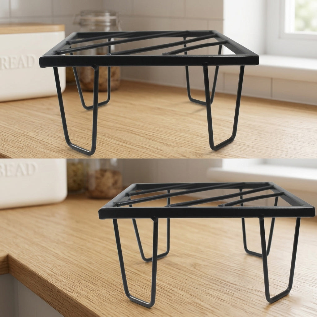 Heavy Metal Flower Pot/Plant Stand for Home Garden Balcony Living Room Decor Square Shape | Hold Capacity 70-80kg | (Black-Set of 4)