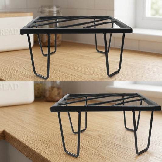 Heavy Metal Flower Pot/Plant Stand for Home Garden Balcony Living Room Decor Square Shape | Hold Capacity 70-80kg | (Black-Set of 4)