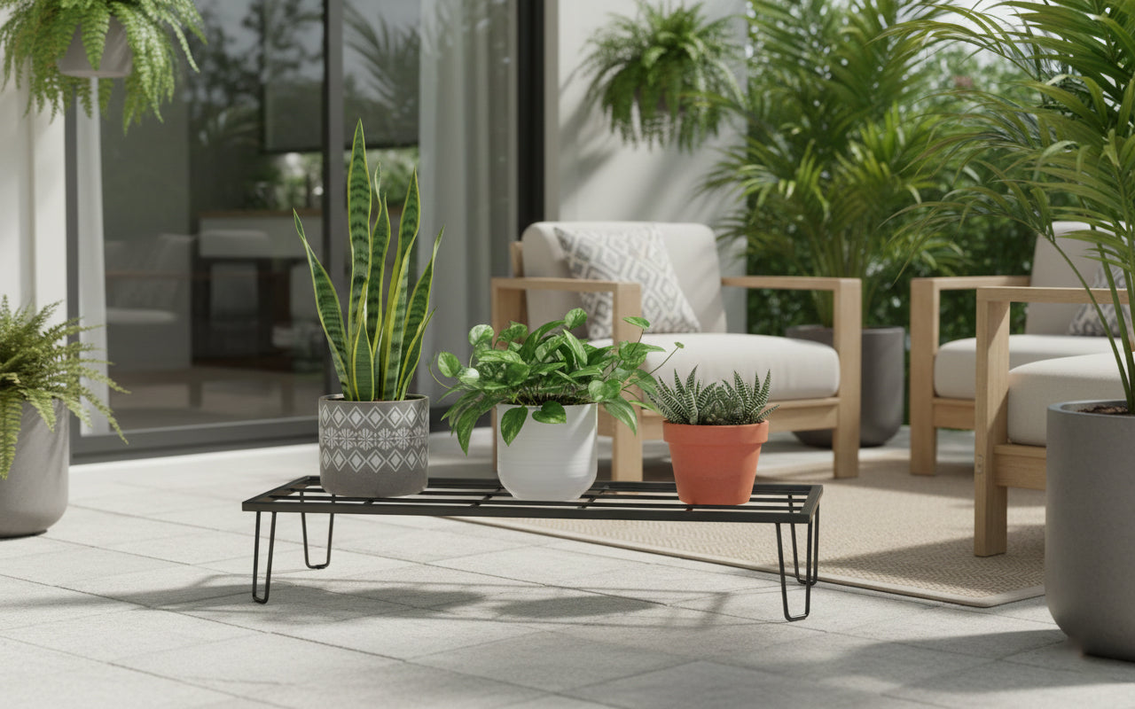 24-Inch Heavy Duty Metal Flower Pot Stand – Elegant Plant Holder for Home, Garden, Balcony, Living Room Decor