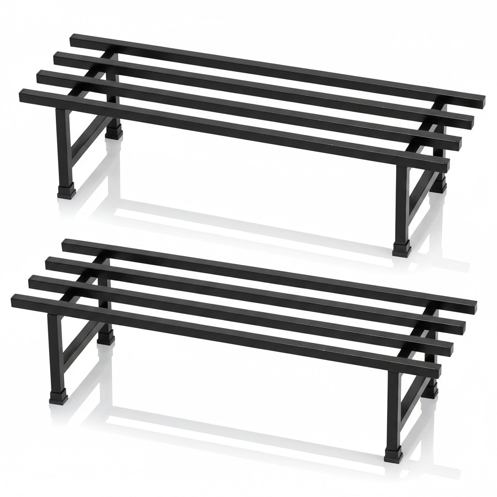 Elevate Square Tube Plant Stand (Set of 2) | Heavy Duty Iron Pot Stand for Balcony, Home Decor, Indoor and Outdoor Use (Black)