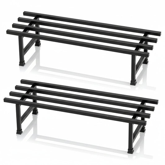 Elevate Square Tube Plant Stand (Set of 2) | Heavy Duty Iron Pot Stand for Balcony, Home Decor, Indoor and Outdoor Use (Black)