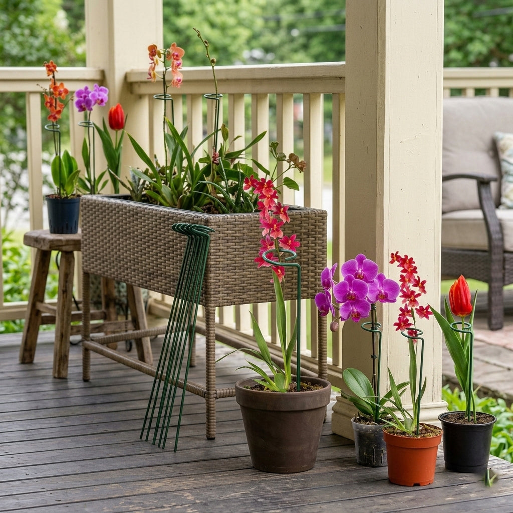 16 Inch Metal Plant Trellis | Long & Strong Plant Support for Climbing Plants | Durable Metal Vine Stake for Pots & Gardens | Black Finish [16 x 5 Inches]