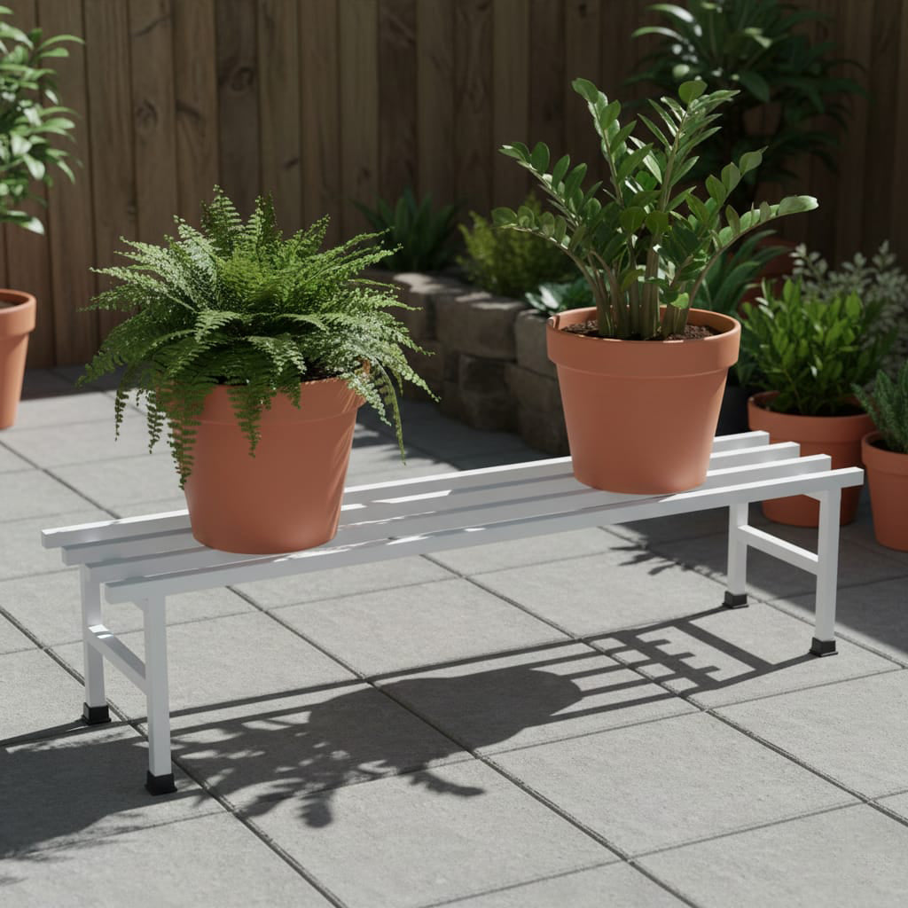 Elevate Square Tube Plant Stand (Set of 2) | Heavy Duty Iron Pot Stand for Balcony, Home Decor, Indoor and Outdoor Use (White)