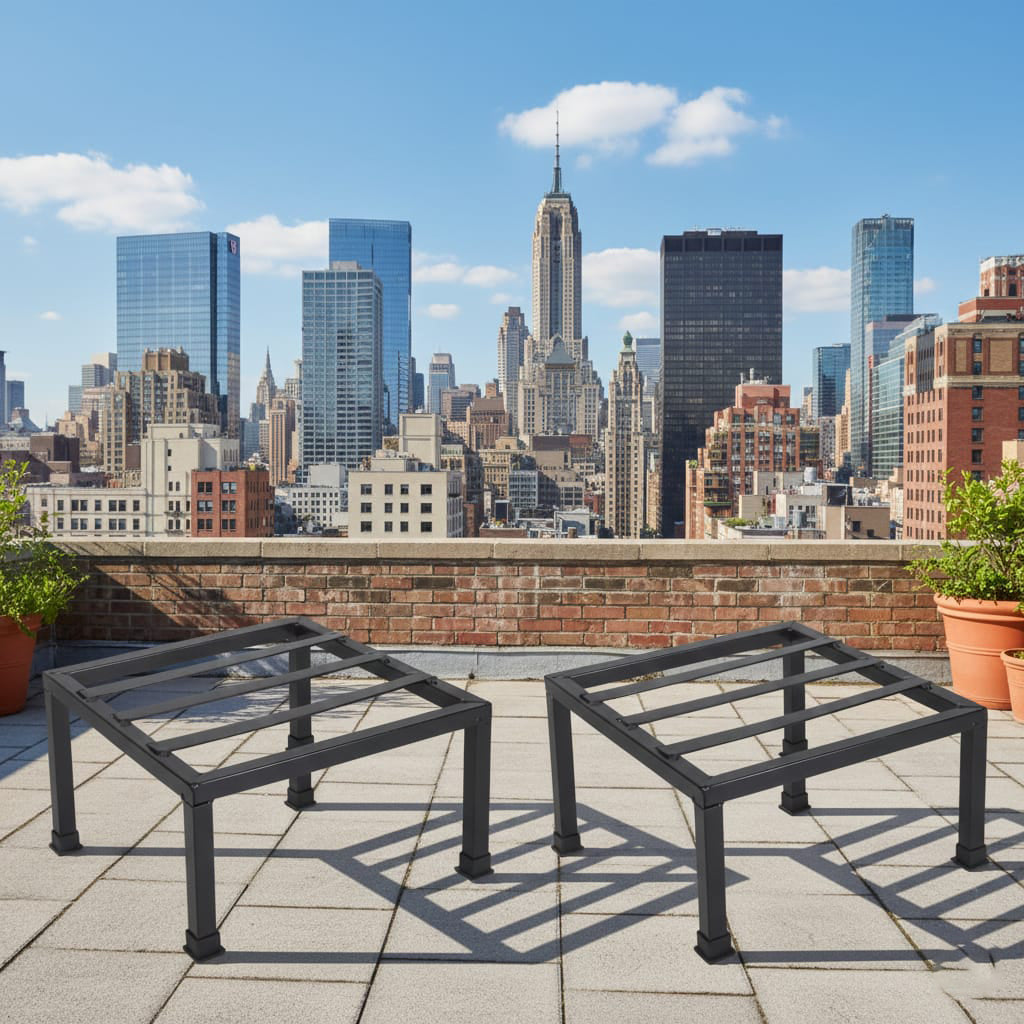 Square Metal Plant Stand for Balcony, Indoor & Outdoor | Rust-Resistant Sturdy Planter Holder for Home, Patio & Garden Décor |Flower Pot Stand Set of 2