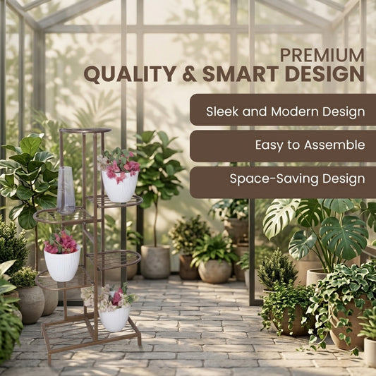 7 Tier Metal Potted Flower Pot Stand (Gold) |Multi-level Plant Stand For Garden Balcony Outdoor Indoor Living Room | Pot Stand (without pots)