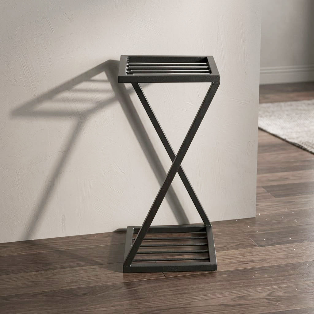Metal Z Shape X Shape Planters Stand Perfect For Indoor and Outdoor Black, Strong Legs, Corner Plant Stand For Balcony Decoration (40 cm)