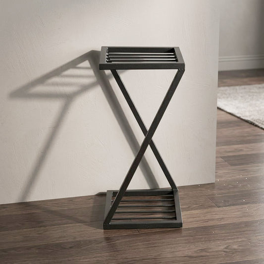 Metal Z Shape X Shape Planters Stand Perfect For Indoor and Outdoor Black, Strong Legs, Corner Plant Stand For Balcony Decoration (40 cm)