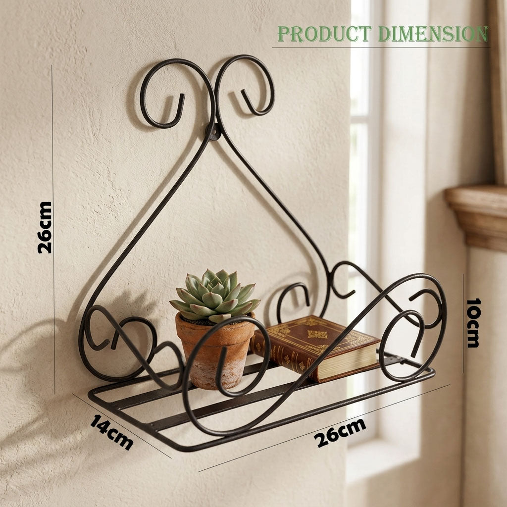 Wall Mounted Hanging Plant Shelf Galvanized Metal Flower Pot Holder Indoor Gamla Support Corner Rack Outdoor Display for Home Office Garden Balcony Decoration (Pakc of 2, Black)