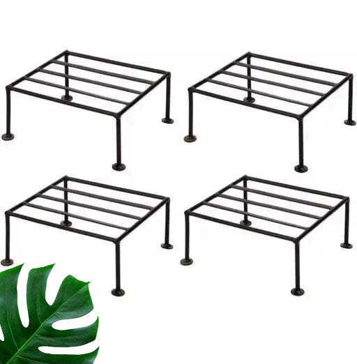 Heavy Duty Square Flower Pot Stand for Indoor & Outdoor Plants – Durable Metal Plant Stand for Garden, Balcony & Home Décor (Black, Set of 1)
