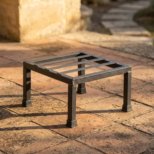 Premium Heavy Duty Metal Square Plant Stand (Set of 2, 8in x 8in x 4in) - Holds Up to 100kg, Black - Durable, Stylish Indoor/Outdoor Garden & Balcony Decor