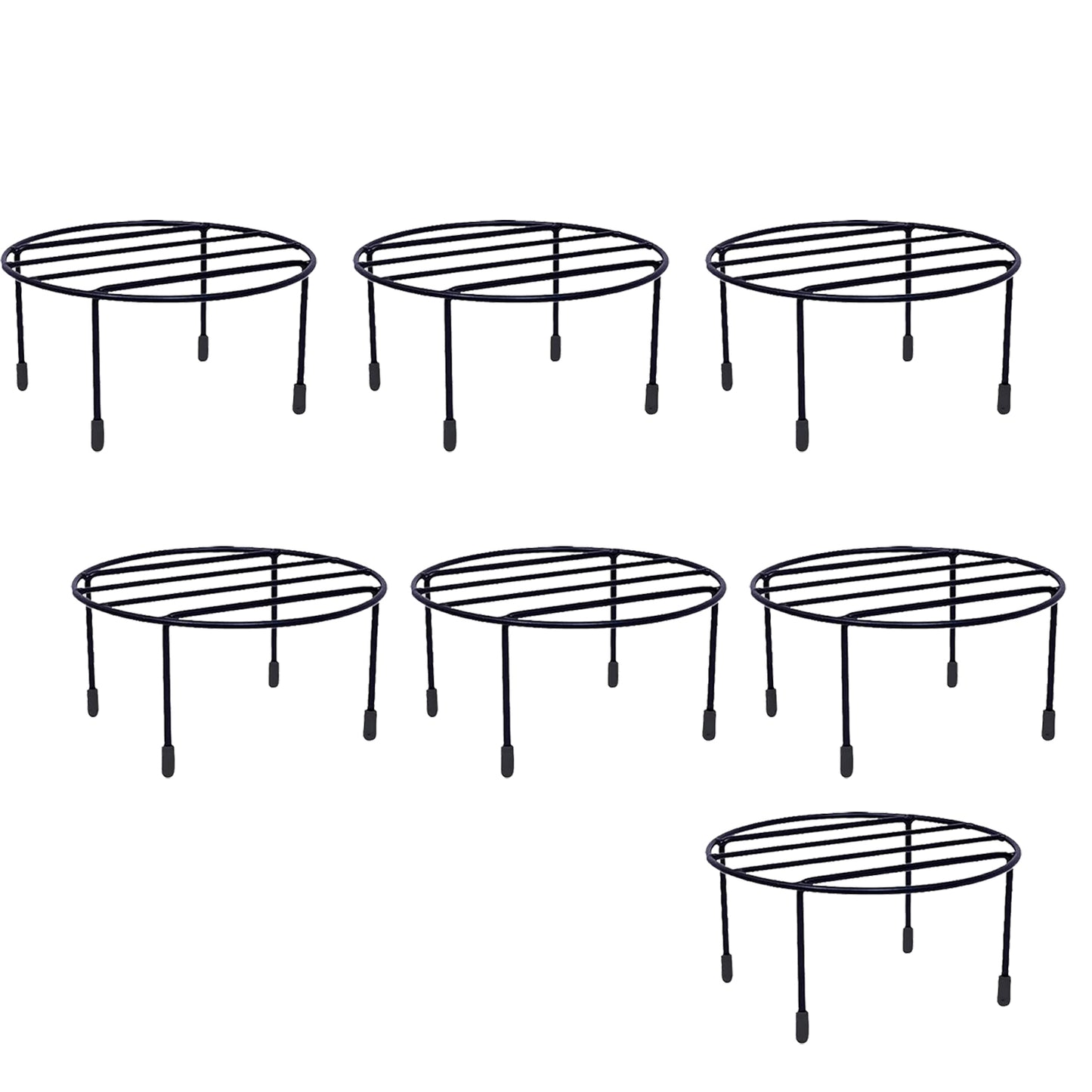 8-Inch Heavy Duty Metal Plant Stand – Rust-Proof Round Iron Pot Holder with Rubber Grip, 50kg Load – Indoor Outdoor Garden & Balcony Plant Riser (Black)