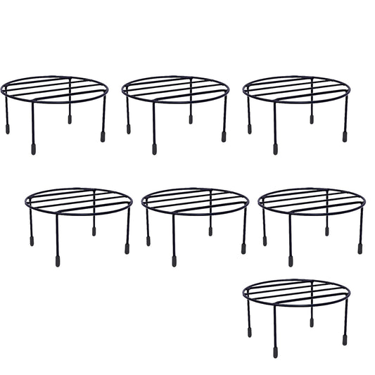 8-Inch Heavy Duty Metal Plant Stand – Rust-Proof Round Iron Pot Holder with Rubber Grip, 50kg Load – Indoor Outdoor Garden & Balcony Plant Riser (Black)