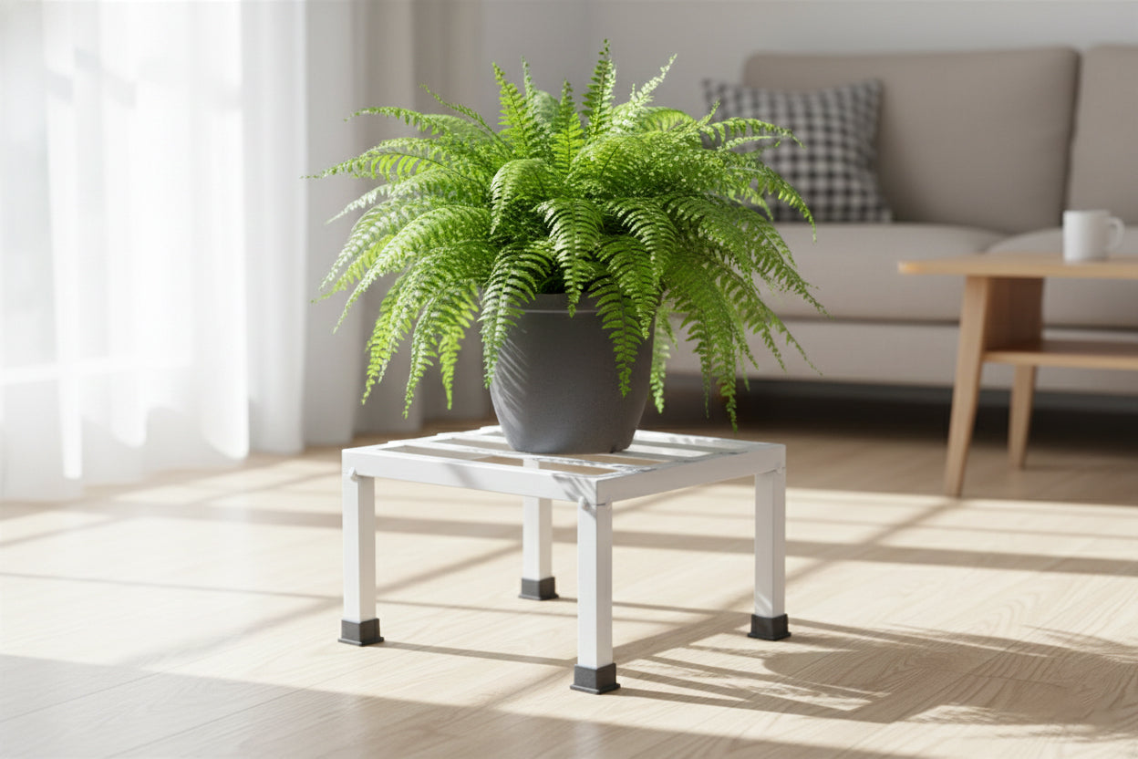 Square Metal Plant Stand for Balcony, Indoor & Outdoor | Rust-Resistant Sturdy Planter Holder for Home, Patio & Garden Décor |Flower Pot Stand Set of 2