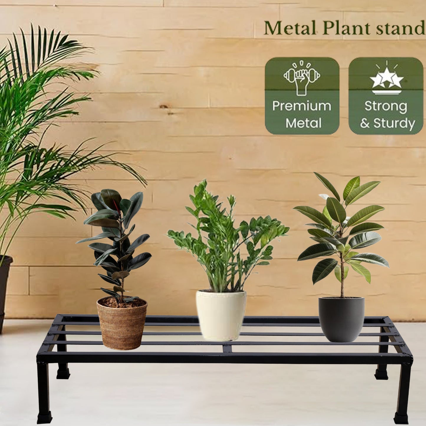 24 Inch Heavy-Duty Thick Metal Plant Stand 4 Pc/Plant Stand for Indoor & Outdoor | Plant Stand for Balcony, Garden/Patio, Apartment/Home Decoration | Anti Rust Plant Shelf