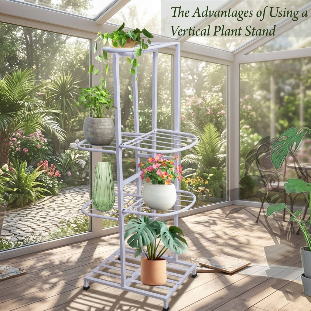 7 Tier Metal Potted Flower Pot Stand (White) |Multi-level Plant Stand For Garden Balcony Outdoor Indoor Living Room | Pot Stand (without pots)