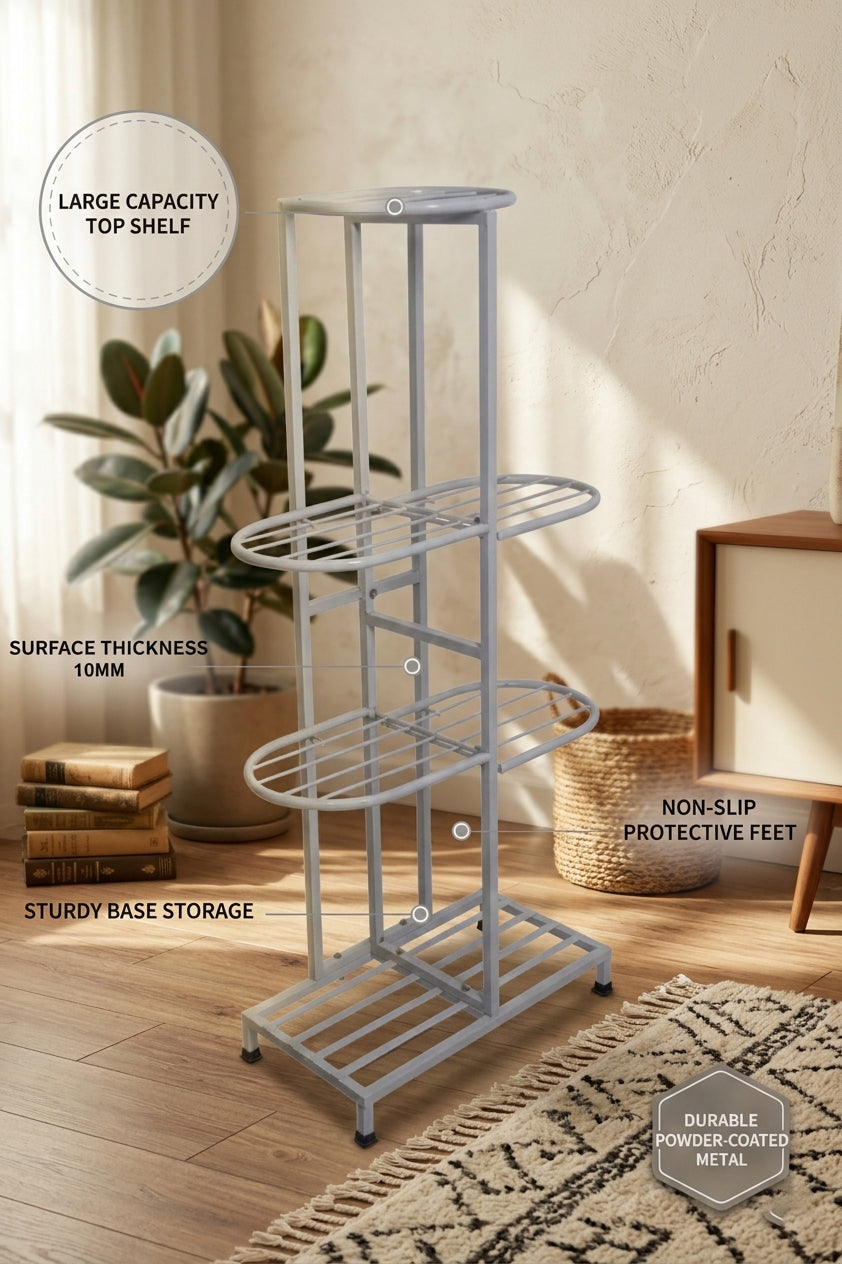 7 Tier Metal Potted Flower Pot Stand (White) |Multi-level Plant Stand For Garden Balcony Outdoor Indoor Living Room | Pot Stand (without pots)