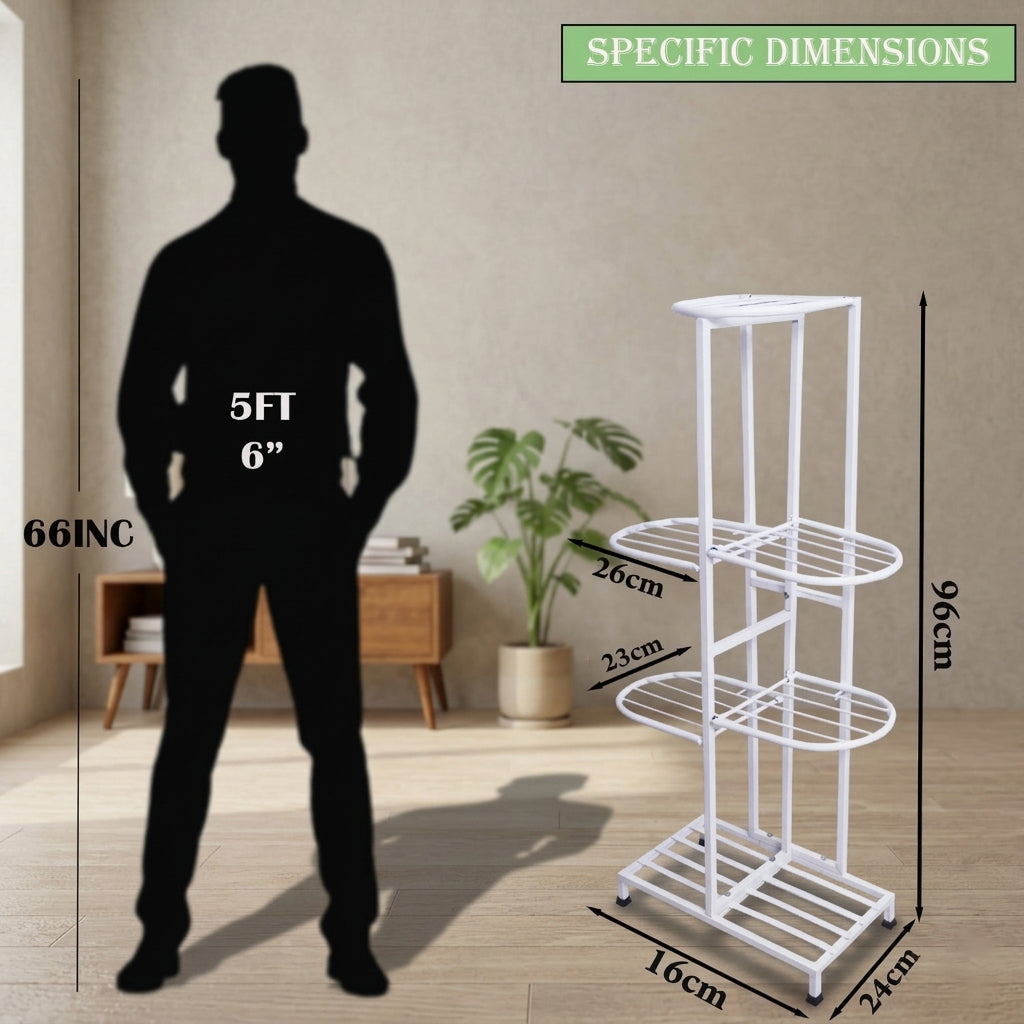 7 Tier Metal Potted Flower Pot Stand (White) |Multi-level Plant Stand For Garden Balcony Outdoor Indoor Living Room | Pot Stand (without pots)