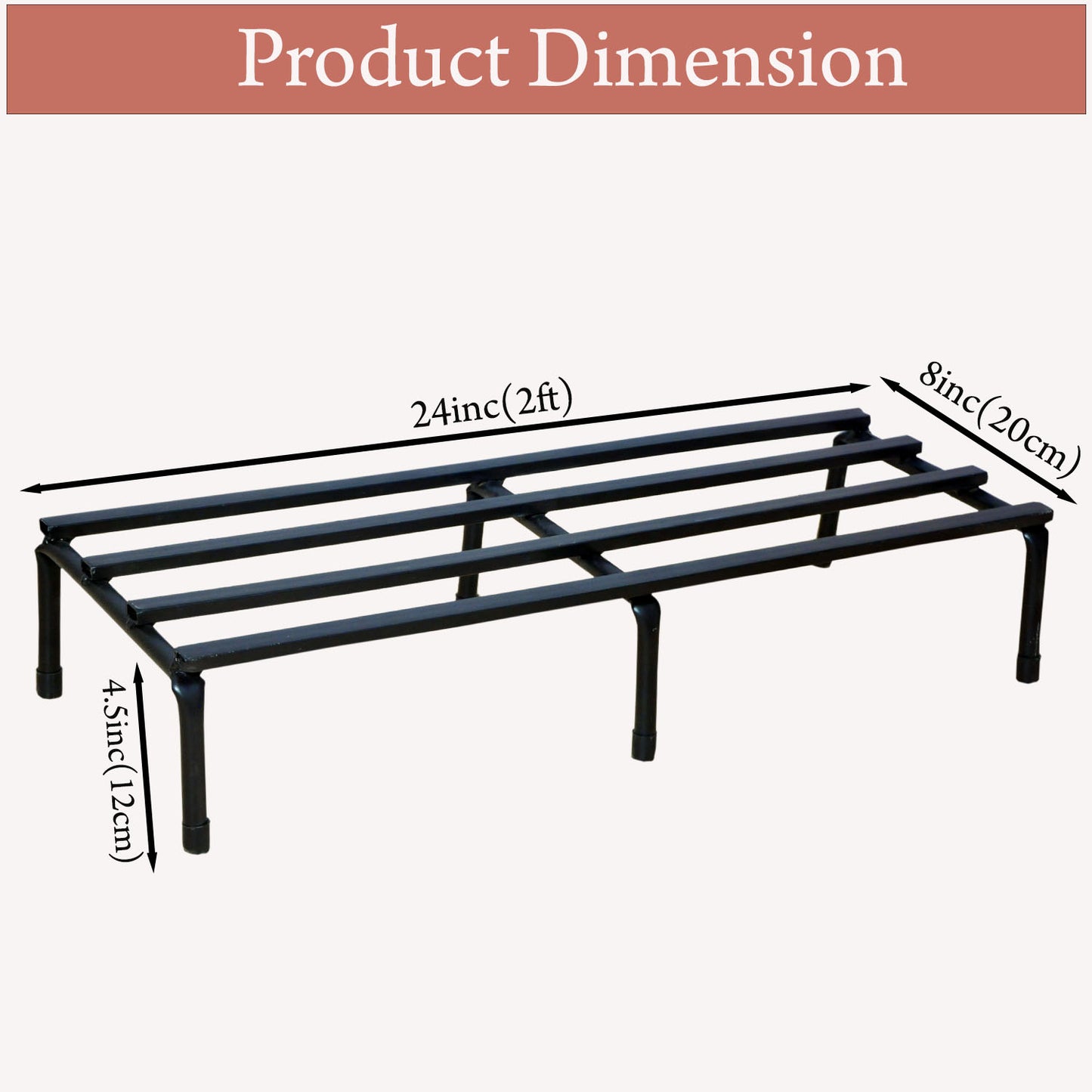 24-Inch Heavy Duty Metal Plant Stand for Indoor & Outdoor Use – Black Iron Flower Pot Holder for Home, Balcony, Living Room, Garden Decor (Set of 1)