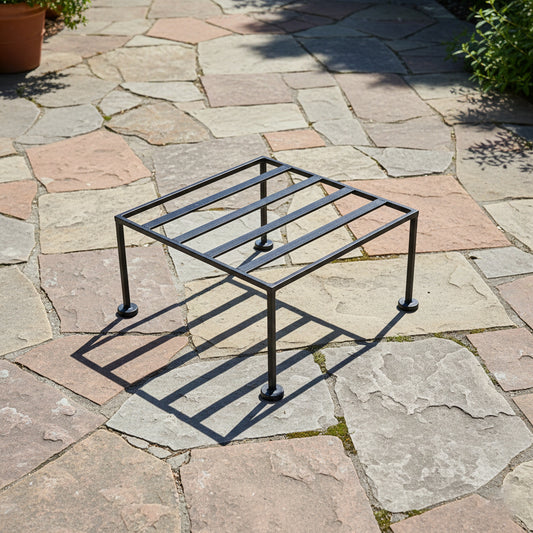 Heavy Duty Square Flower Pot Stand for Indoor & Outdoor Plants – Durable Metal Plant Stand for Garden, Balcony & Home Décor (Black, Set of 1)