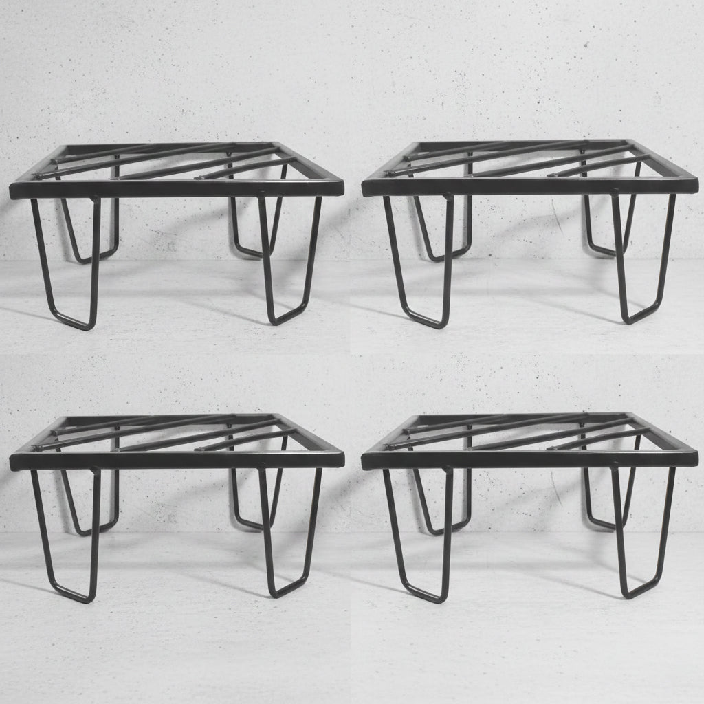 Heavy Duty Metal Flower Pot/Plant Stand - Square Shape for Home, Garden, Balcony, Living Room Decor - Holds Up to 70-80kg (Black, Set of 4)
