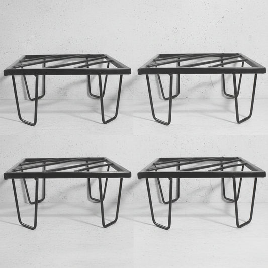 Heavy Duty Metal Flower Pot/Plant Stand - Square Shape for Home, Garden, Balcony, Living Room Decor - Holds Up to 70-80kg (Black, Set of 4)